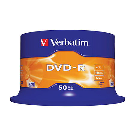 DVD-R, VERBATIM,4,7 GB,16X, spindle 50 kom,MATT SILVER ,43548