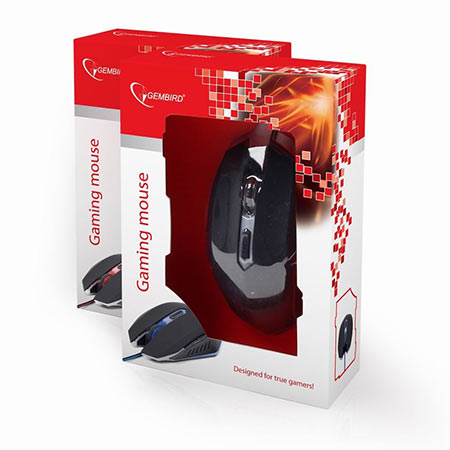 Miš GEMBIRD MUSG-001-R, USB, optical, gaming, full-speed, red, 400-1600 dpi - Image 3