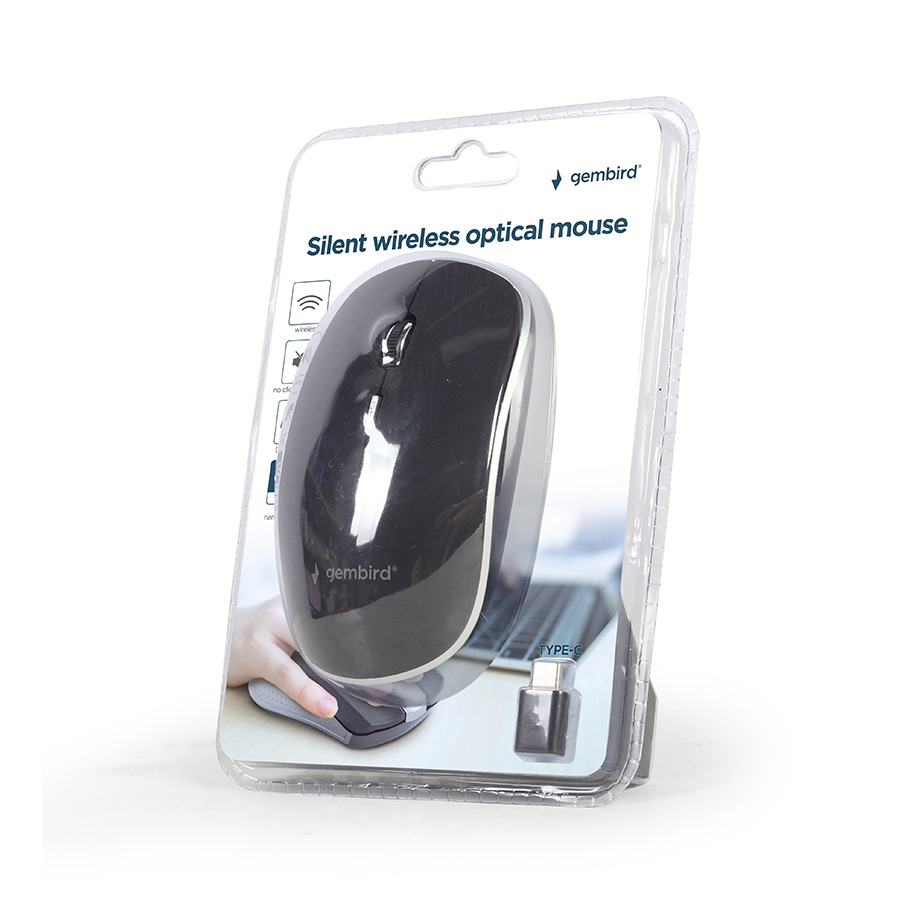 Miš GEMBIRD MUSW-4BSC-01, Silent wireless, Type-C receiver, black - Image 3