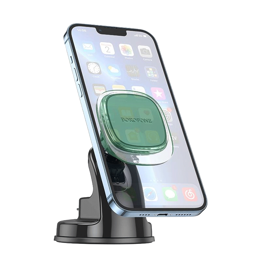 Univerzalni magnetni auto držač nosač za mobitel BOROFONE BH83 Clear magnetic car center console green glaze