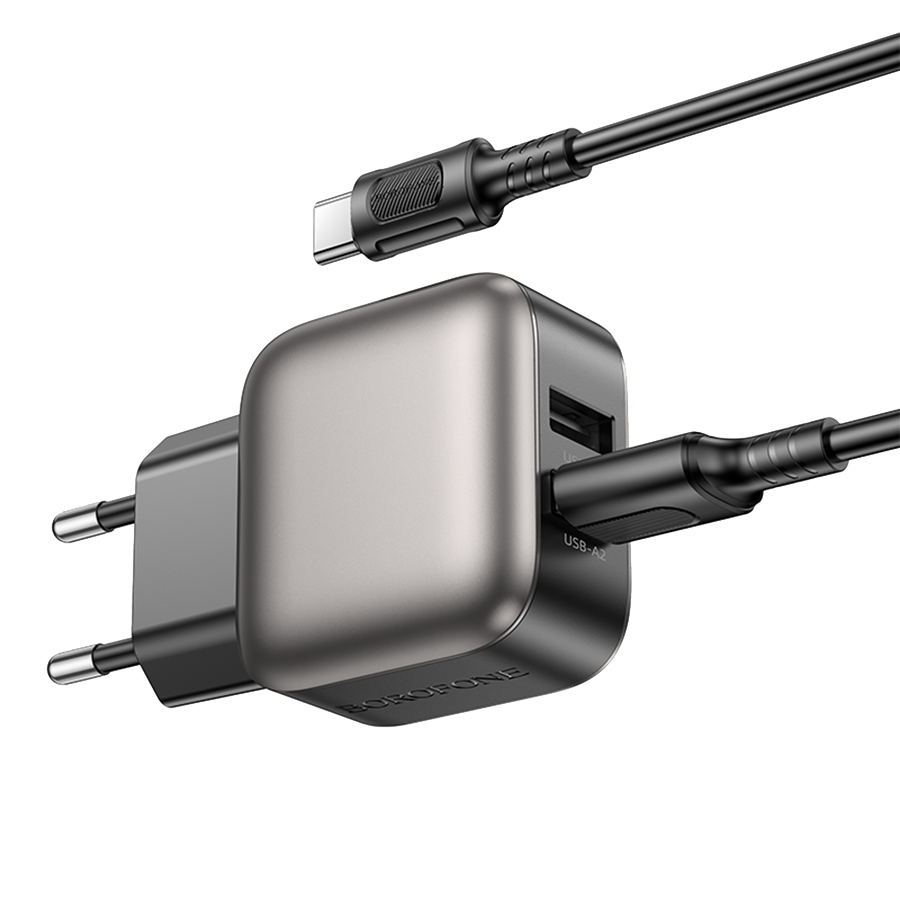 USB punjač sa kablom 1m USB to Type-C BOROFONE BAS51A Absolute dual-port charger set Type-C black - Image 5