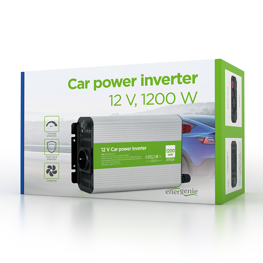 DC-AC inverter za auto GEMBIRD, in12Vout220V 1200W EG-PWC1200-01 - Image 5