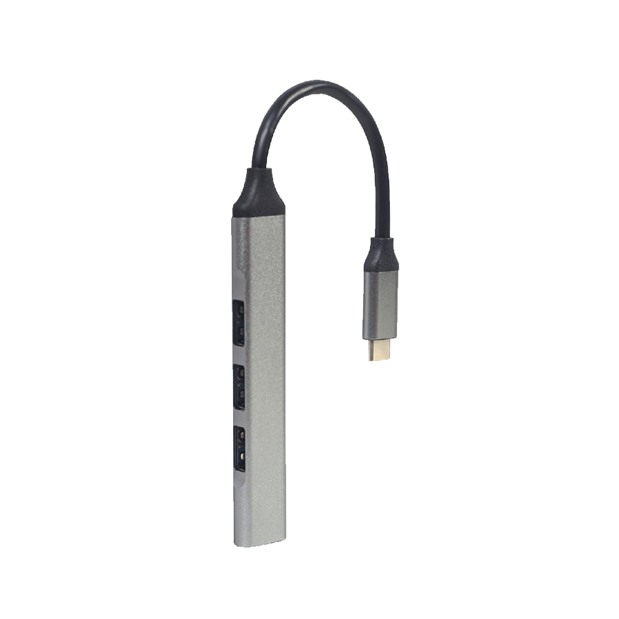 USB HUB GEMBIRD 4-port Type-C GEMBIRD (USB3 x 1 port, USB2 x 3 ports), silver, UHB-CM-U3P1U2P3-03