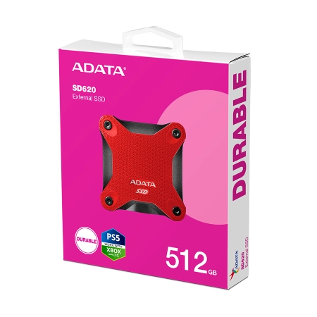 ADATA 512GB external SSD Durable SD620 Red