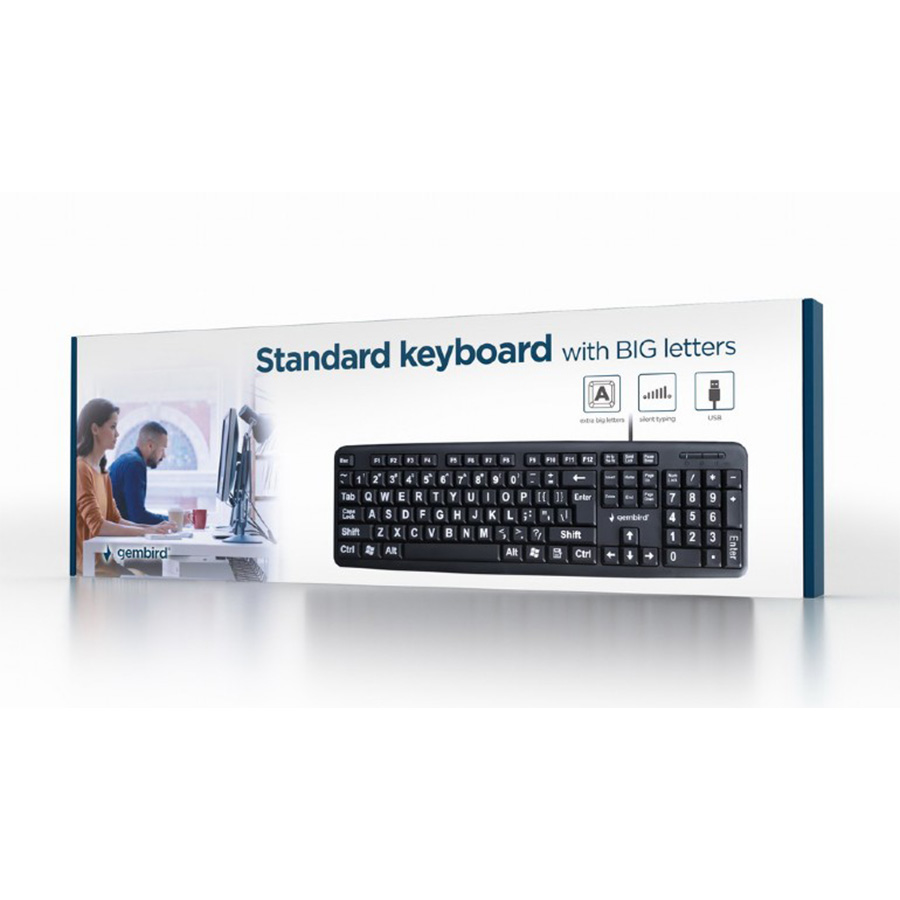 Tastatura GEMBIRD sa velikim slovima, KB-US-103, Standard keyboard, USB, US layout, black - Image 2
