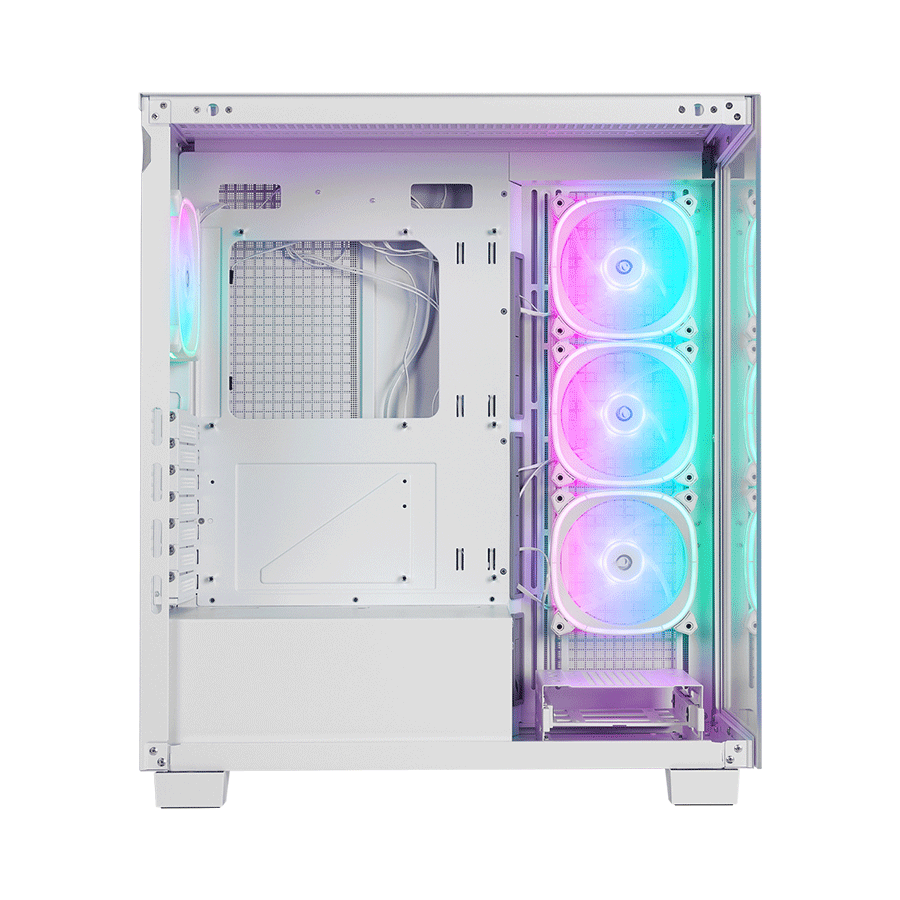 Kućište gaming RAMPAGE HYDRA V1 WHITE Type-C+USB3.0+USB2.0 4*ARGB Fan+Hub E-ATX Exclusive Gaming, 39923 - Image 4