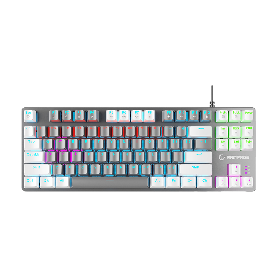 Tastatura gaming RAMPAGE Snug K14 Gray/White Red Switch Mechanical Gaming Keyboard ENGLISH Layout English Rainbow TKL, 41855 - Image 2