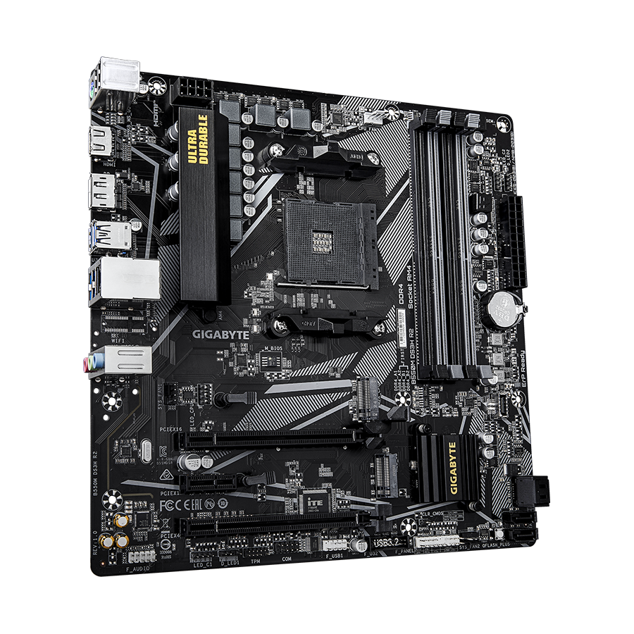 Gigabyte MB B550M DS3H R2 AM4, 4xDDR4, 2xM.2, 4xSATA, 6XUSB, DP, HDMI, PS/2, mATX - Image 2