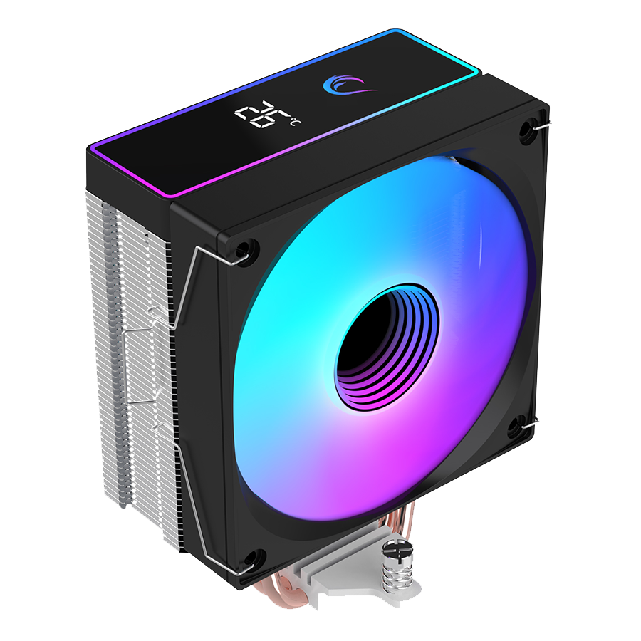 CPU hladnjak RAMPAGE OCTAGON B70 Black 63CFM 12cm ARGB Temperature Display AM5/LGA1700 Compatible Air Cooled CPU Fan, 42541