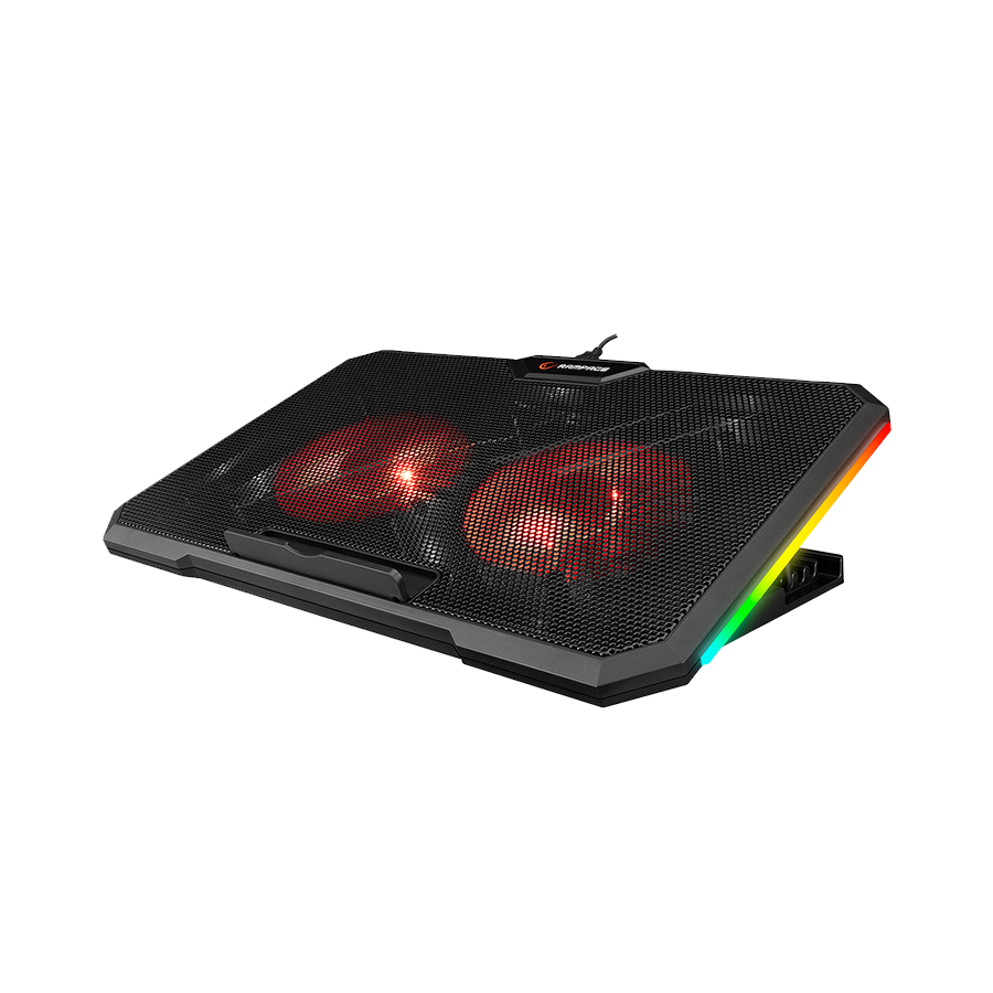 Postolje za notebook gaming Rampage AD-RC12 GAMEZONE Black 2 Fan 2 USB RGB Illuminated 15"-17" Notebook Cooler Stand, 36323