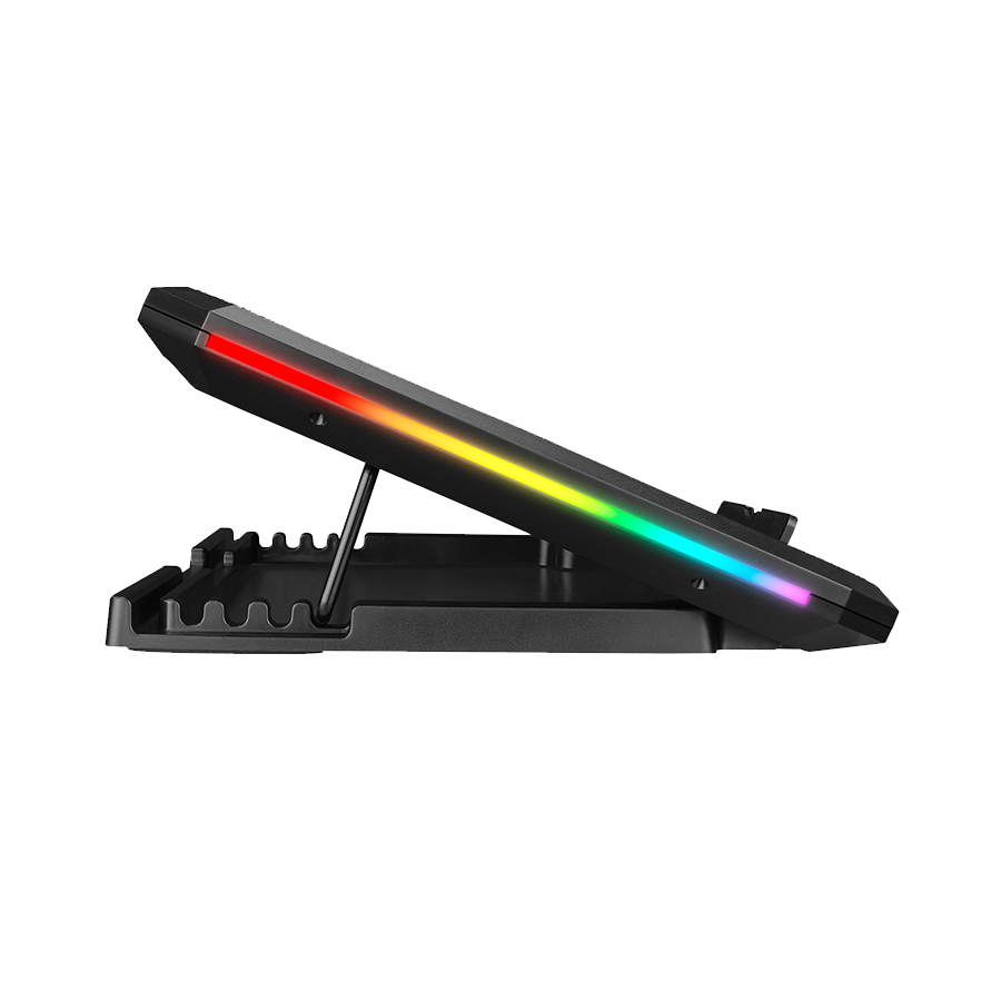 Postolje za notebook gaming Rampage AD-RC12 GAMEZONE Black 2 Fan 2 USB RGB Illuminated 15"-17" Notebook Cooler Stand, 36323 - Image 4