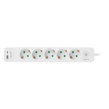 LogiLink Produžni kabl sa zaštitom 5 utičnice, 1X USB- A, 1X USB- C 1.5m LPS280U - Image 2