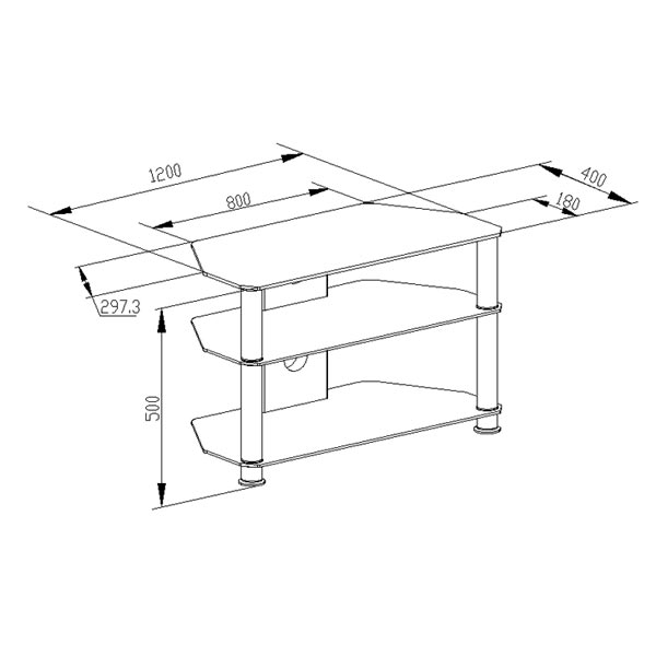 Stalak za TV GNC AVS040-1200, staklo black/silver 1200x400x500mm - Image 8