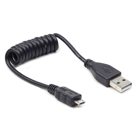 USB 2,0 kabal A-microB 0.6m spiralni, GEMBIRD CC-mUSB2C-AMBM-0.6M - Image 2