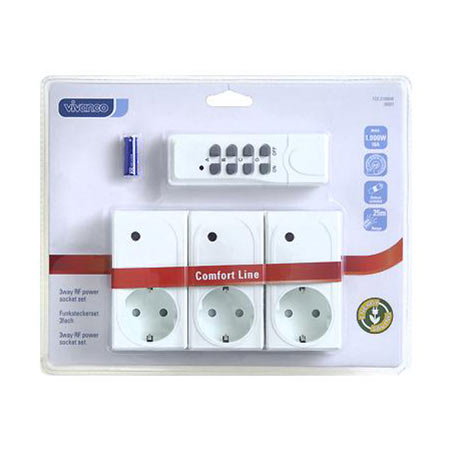 VIVANCO set od tri utičnice + wireless remote sa RF kontrolom, 1000W, white 26551 - Image 4