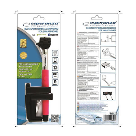 Univerzalni BLUETOOTH SELFIE štap monopod ESPERANZA, za mobitel, teleskopski 23.5-105cm, EMM115 - Image 4