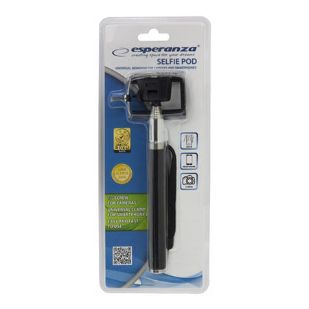 Univerzalni SELFIE štap monopod ESPERANZA, za mobitel/fotoaparat, teleskopski 20-100cm, 130g, EMM107 - Image 6
