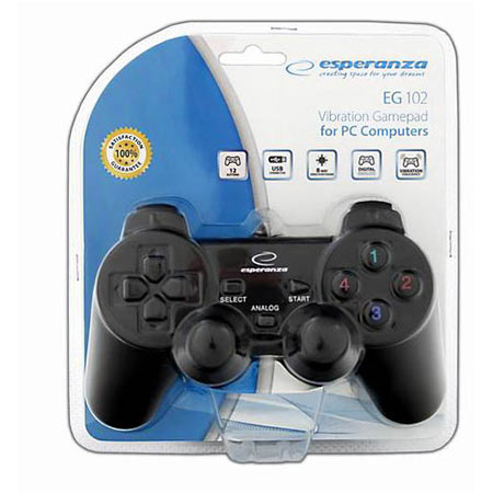 Game Pad ESPERANZA WARRIOR, vibration, PC, USB, black, EG102 - Image 4