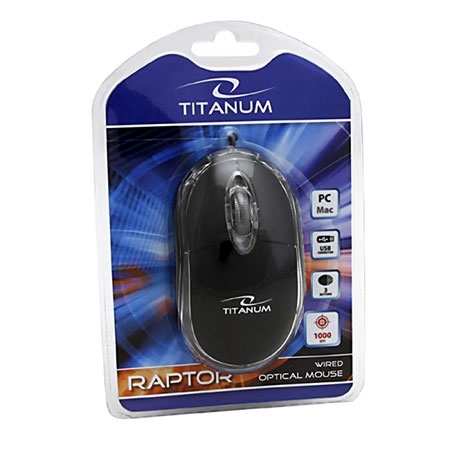Miš TITANUM 3D RAPTOR, USB, optical, black, 1000 dpi, TM102K - Image 3