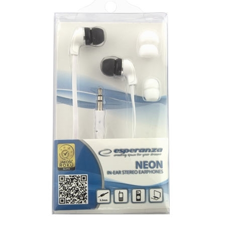 Slušalice ESPERANZA NEON In-Ear, Amplified BASS , white, 2x spare rubber pads EH147W - Image 3