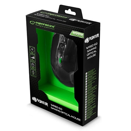 Miš ESPERANZA GAMING FIGHTER 6D MX205, GREEN, 2400dpi, ergonomic, EGM205G - Image 16