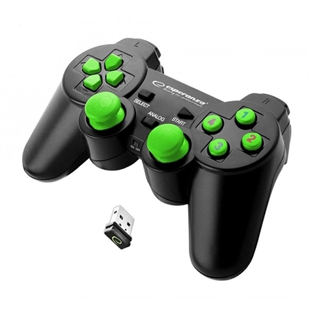 Game Pad ESPERANZA GLADIATOR, vibration, PS3/PC, wireless, black/green, EGG108G - Image 3