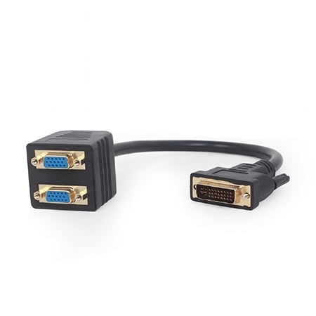 Video splitter Passive DVI-I male to dual VGA female splitter cable, 0.3 m, black, GEMBIRD, A-DVI-2VGA-01 - Image 2