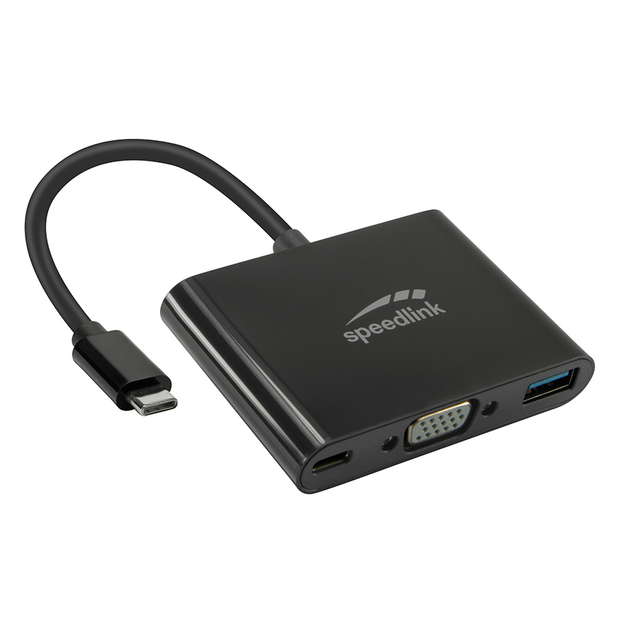 USB adapter kabl Type-C 3u1, SPEEDLINK 3in1 USB-C to VGA, USB, USB-C Adapter, HQ, SL-180027-BK - Image 3