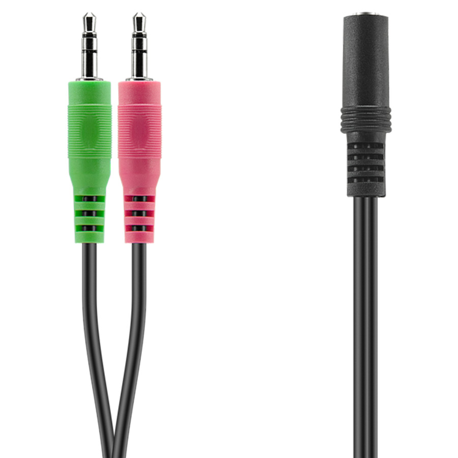 Audio adapter jack Speedlink, male 2x3,5mm 3-pin to female 3,5mm 4-pin, black audio adapter za slušalice SL-170305-BK - Image 5