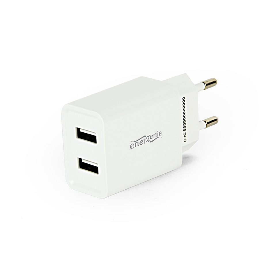 USB punjač GEMBIRD, 2 porta 2,1A, white, EG-U2C2A-03-W - Image 2