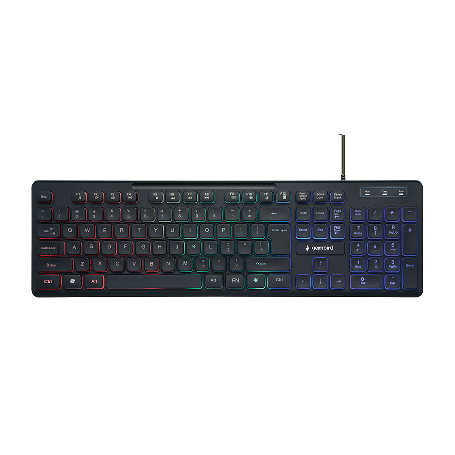 Tastatura GEMBIRD, KB-UML-02 Rainbow backlight multimedia keyboard, USB, USA layout - Image 3