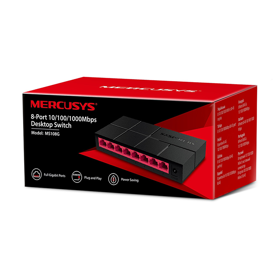 SWITCH MERCUSYS 8 port 10/100/1000M mini Desktop, 8 10/100/1000M RJ45 Ports, Desktop, Plastic case, MS108G, 2Y - Image 4