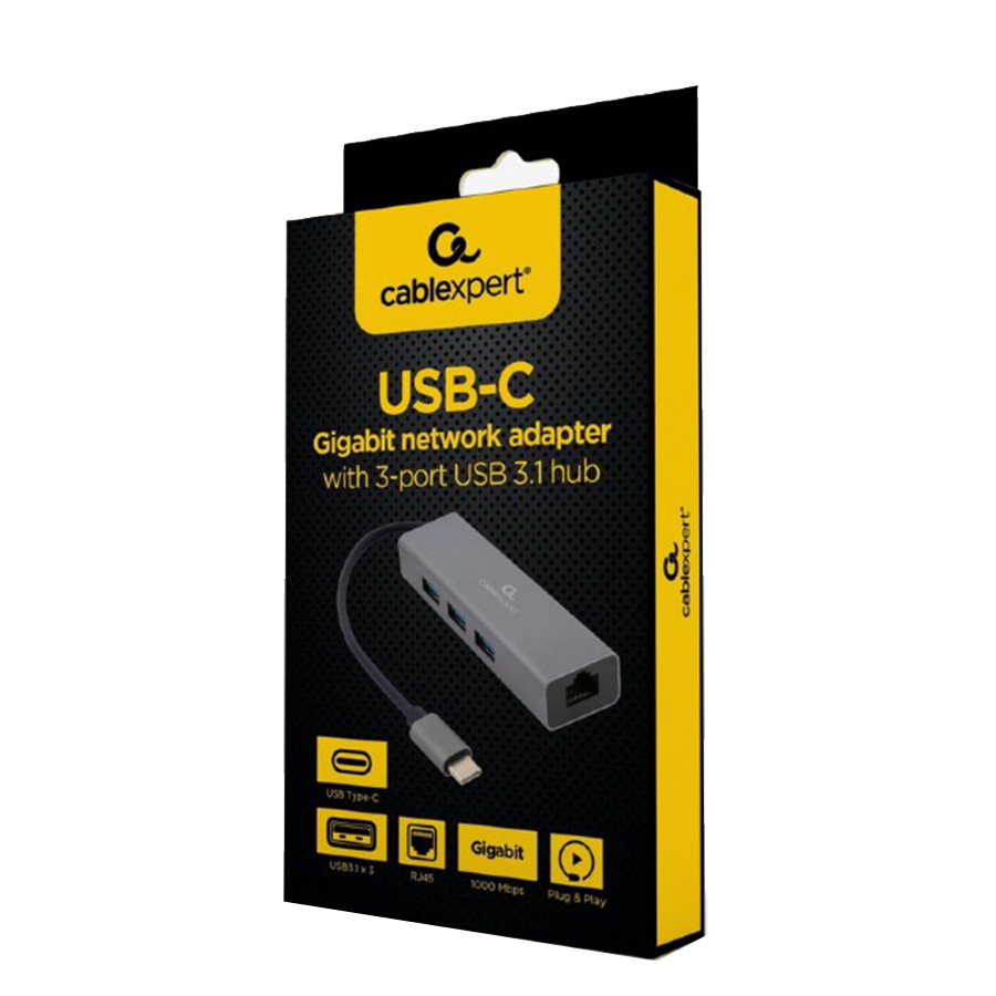 Docking station GEMBIRD USB adapter Type-C Gigabit ethernet 3-port + USB hub 3.1 A-CMU3-LAN-01 - Image 4