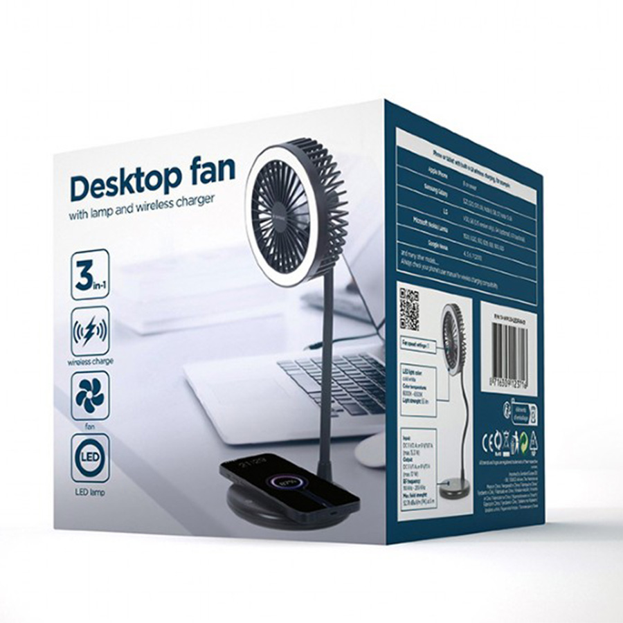 Desktop ventilator sa LED svjetlom + wireless charger GEMBIRD TA-WPC10-LEDFAN-01 - Image 8