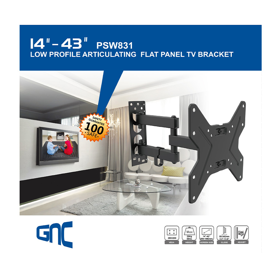 Zidni nosač GNC PSW831, 14-43", 25kg, VESA 200x200, nagib - Image 8