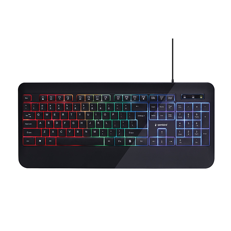 Tastatura GEMBIRD, KB-UML-03 Slim Rainbow backlight multimedia keyboard, USB, USA layout - Image 6