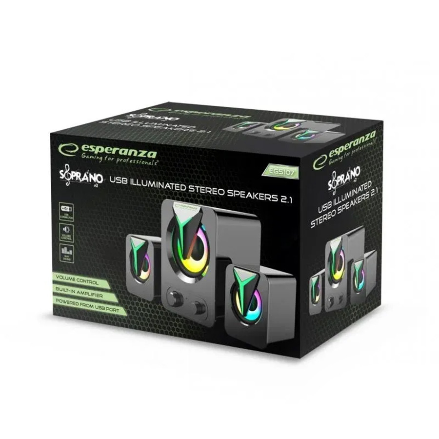 Zvučnici 2.1 ESPERANZA USB, LED RAINBOW SOPRANO, EGS107 - Image 9