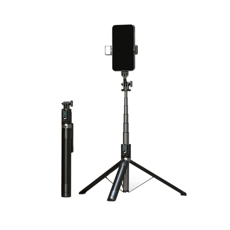 SELFIE ŠTAP - SA ODVOJIVIM BLUETOOTH DALJINSKIM UPRAVLJAČEM, STATIVOM I LED SVJETLOM - P100D CRNI - Image 2