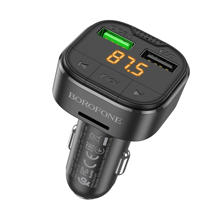 FM transmiter Bluetooth sa USB punjaćem BOROFONE BC43 TF card playback QC3.0 car black - Image 2