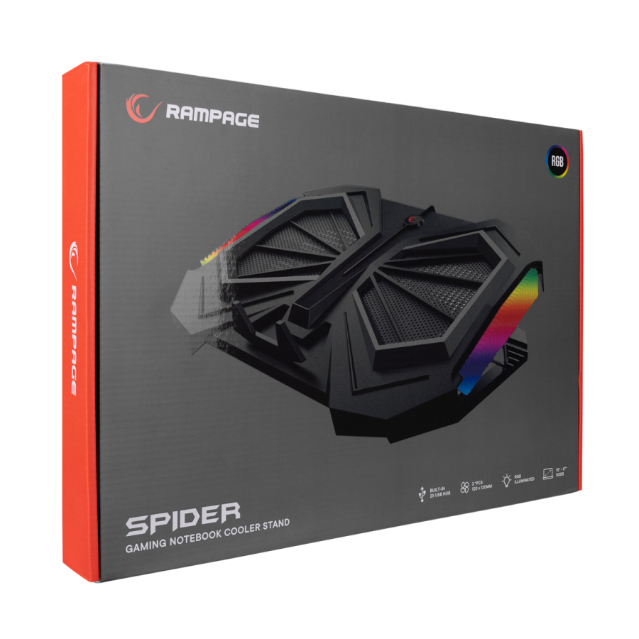Postolje za notebook gaming RAMPAGE 15"-17"Addison AD-RC11 SPIDER black, ventilator 2x, USB 2x, RGB - Image 14