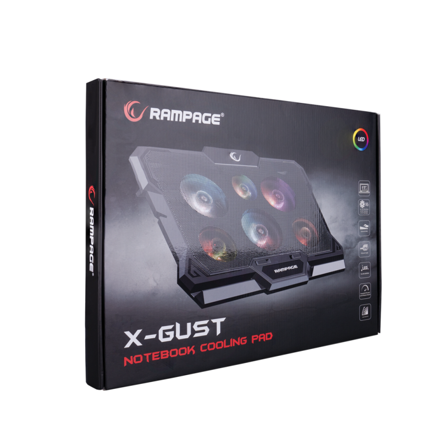 Postolje za notebook gaming RAMPAGE AD-RC10 X-GUST black,ventilator 6x, Rainbow, 35084 - Image 10