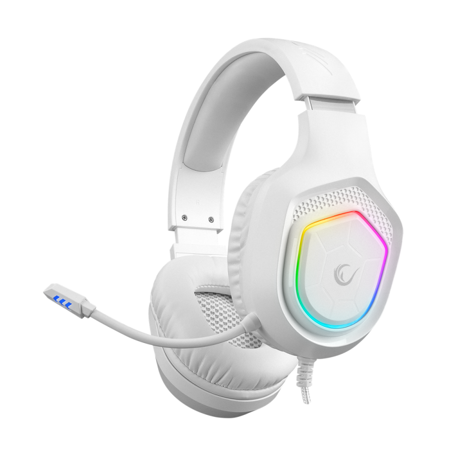 Slušalice sa mikrofonom gaming RAMPAGE RM-K90 VECTOR white, RGB LED 3,5 mm, 36299 - Image 8