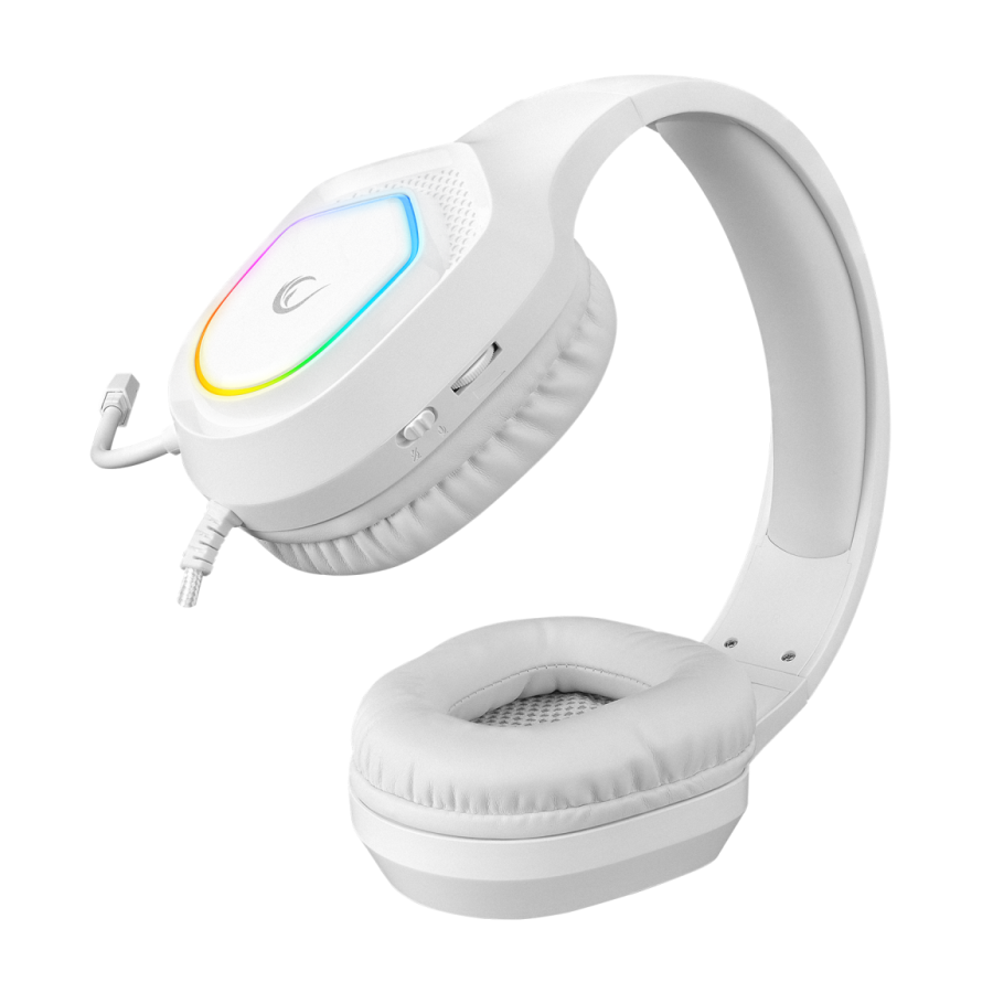 Slušalice sa mikrofonom gaming RAMPAGE RM-K90 VECTOR white, RGB LED 3,5 mm, 36299 - Image 11