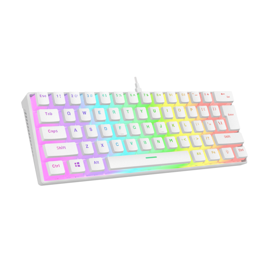 Tastatura gaming RAMPAGE RADIANT K11 white, blue switch, Type-C, RGB, US Layout, pudding keycaps, 38970 - Image 9