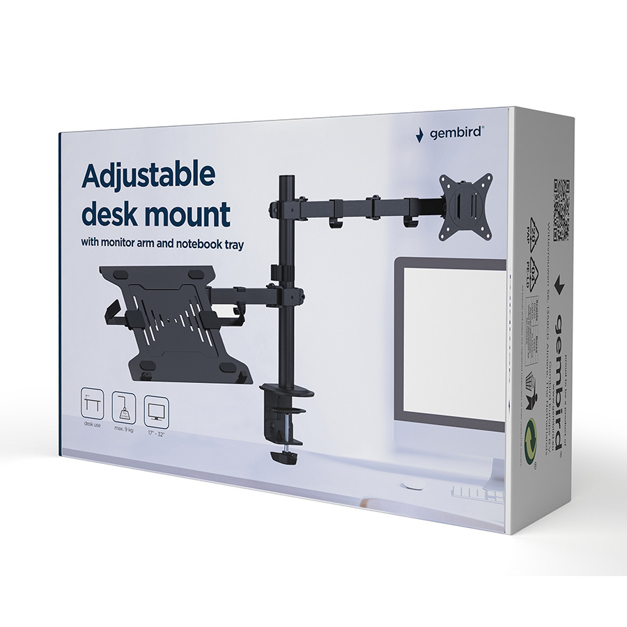 NOSAČ ZA MONITOR I LAPTOP GEMBIRD MA-DA-03, montaža na stol, monitors up to 32" and notebooks up to 15.6" - Image 6