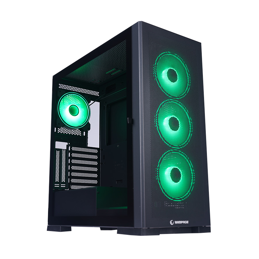 Kućište gaming RAMPAGE MAGNIFIC Mesh Magnetic Tempered Glass Black 4*12cm RGB Fan ATX Mid-T 39850 - Image 6
