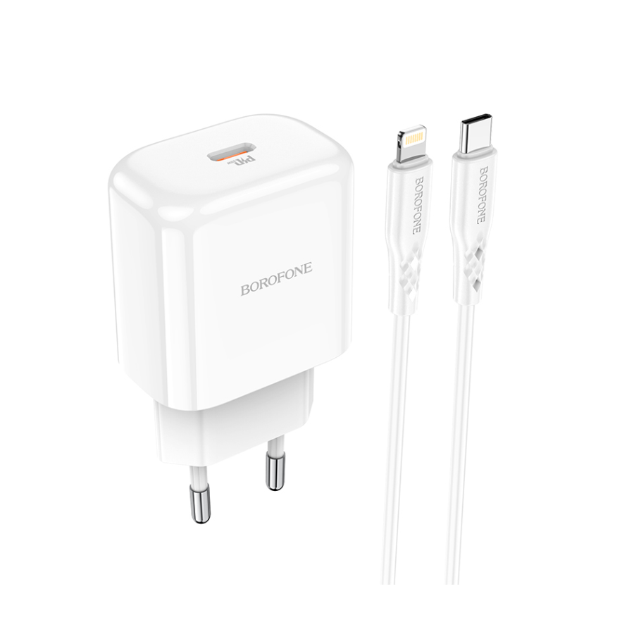 USB punjač sa kablom 1m Type-C to iPhone/lightning BOROFONE BN3 Premium PD20W Type-C single port set white - Image 2