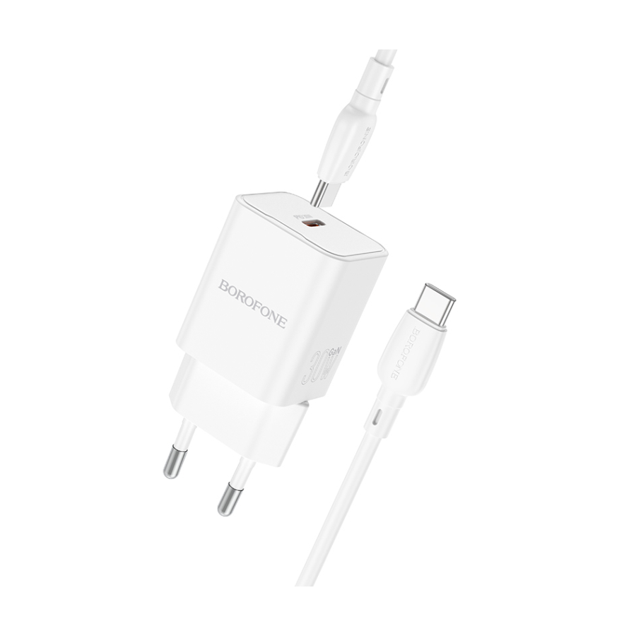 USB punjač sa kablom 1m Type-C to Type-C BOROFONE BN13 Safety PD30W single-port set white - Image 2