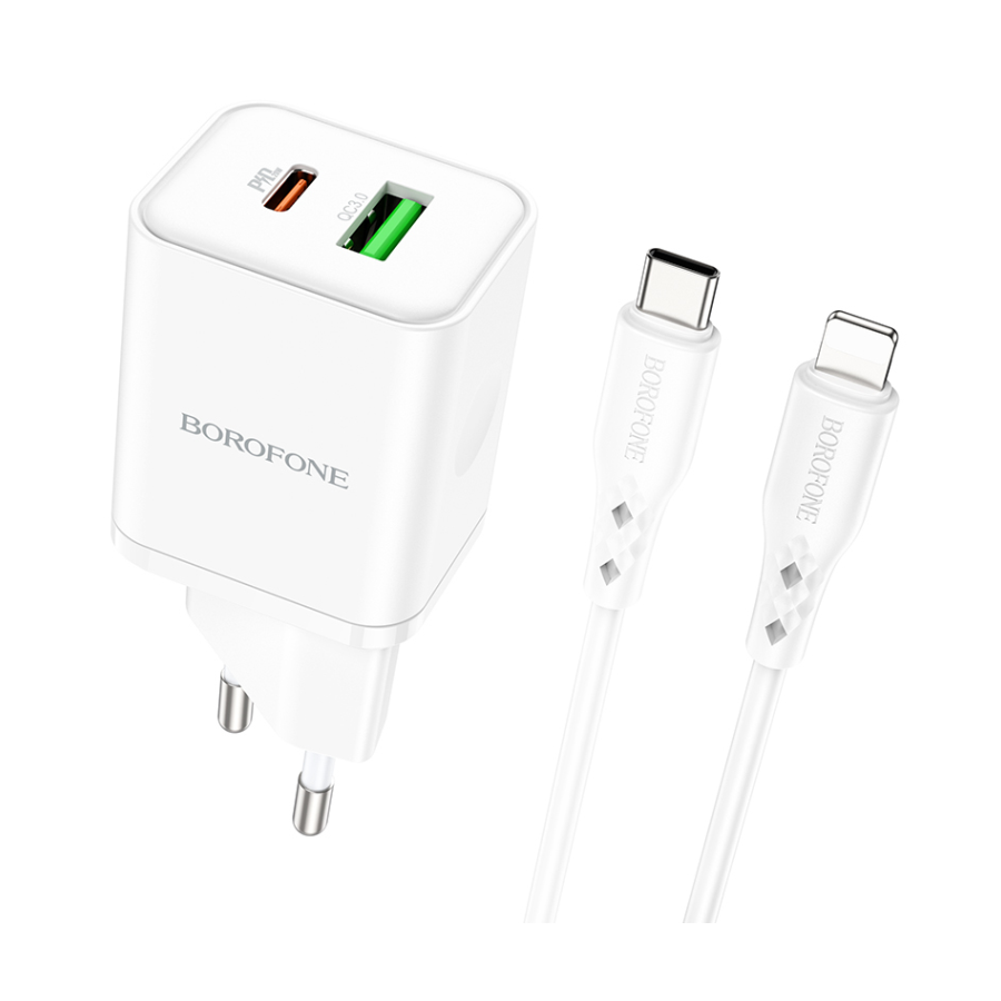 USB punjač sa kablom 1m Type-C to iPhone/lightning BOROFONE BN7 PD20W+QC3.0 set white - Image 2
