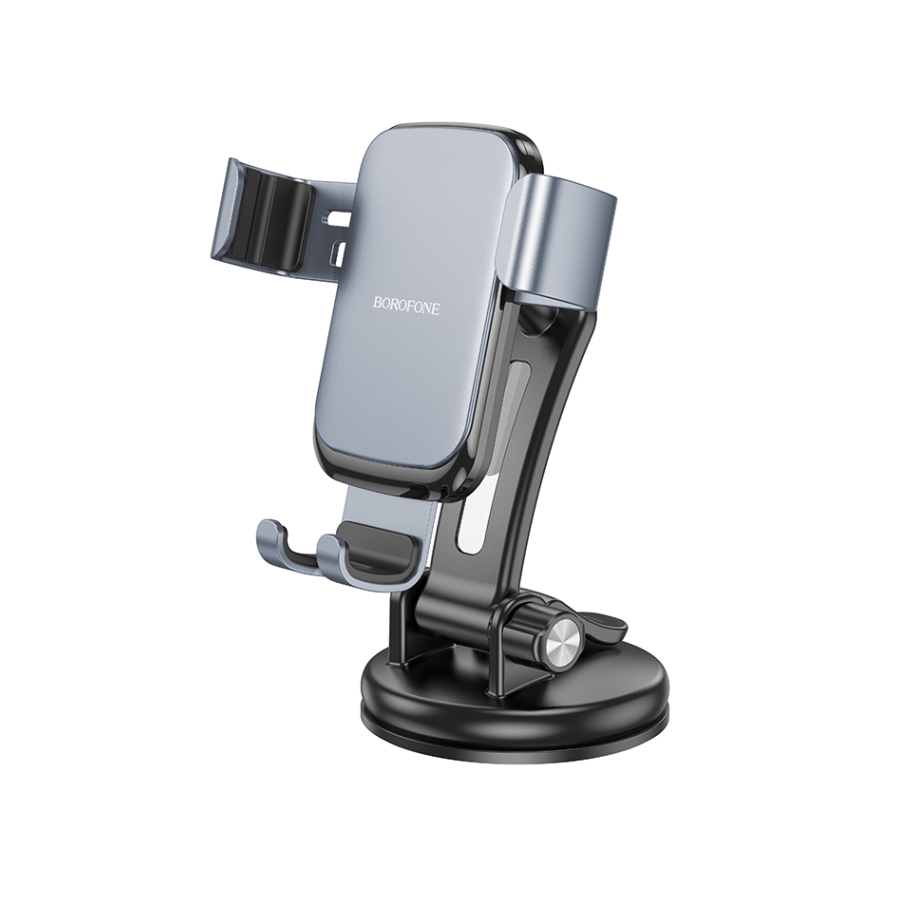 Univerzalni auto držač nosač za mobitel BOROFONE BH95 Warrior gravity car center console black metal gray - Image 2